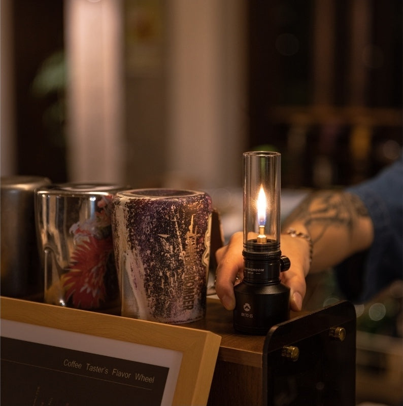 キャンドルガスランタン CNC削り出しブラック BKT-1D