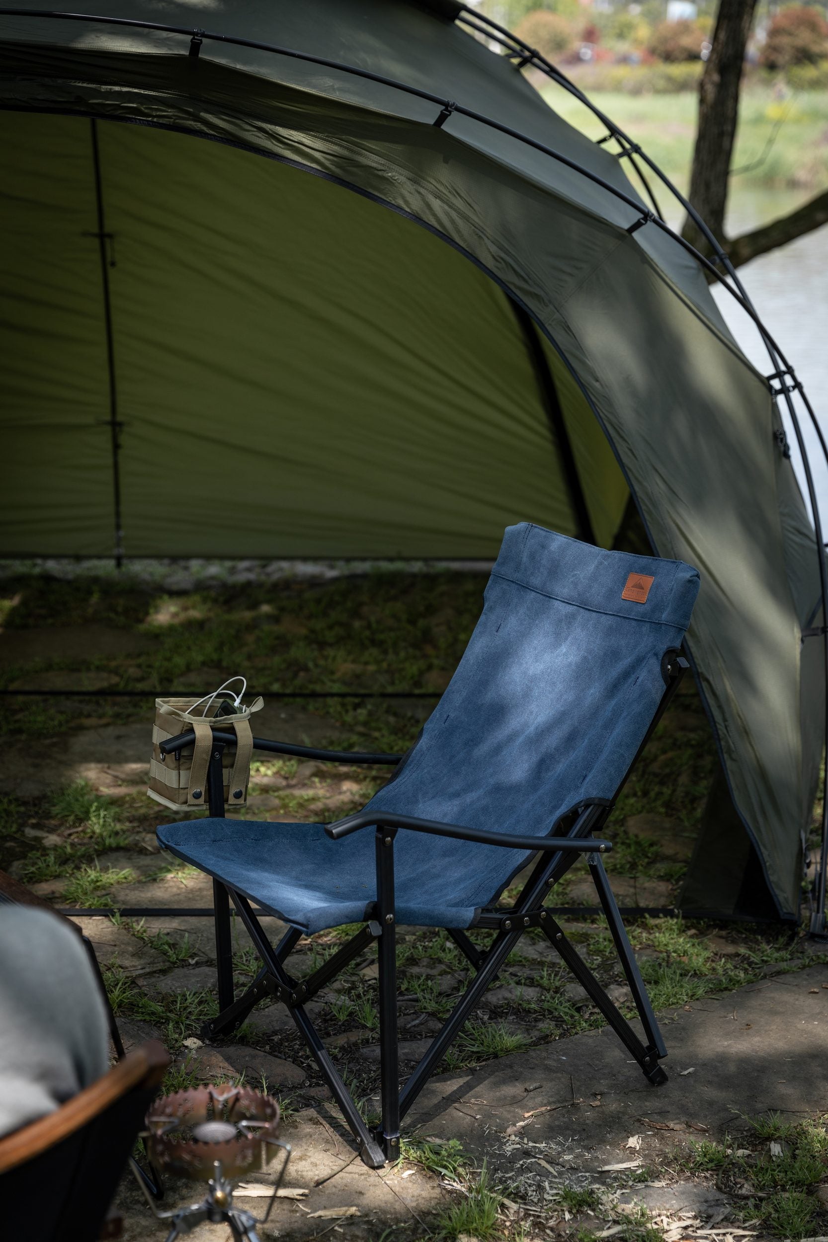 焚き火ローチェア 火の粉に強い帆布生地 F-1003C-BL