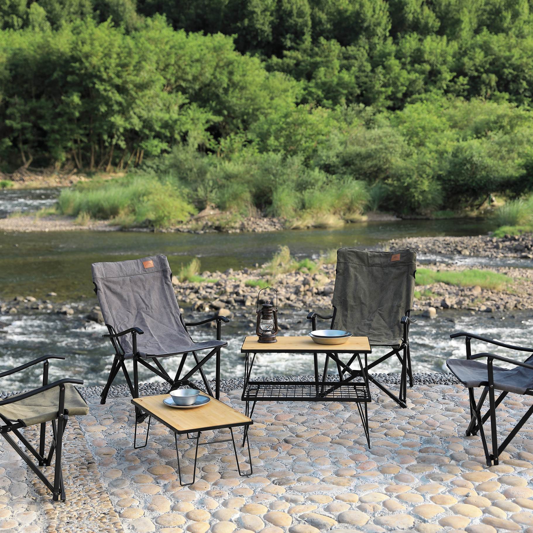 焚き火ローチェア 火の粉に強い帆布生地 F-1003C-BL