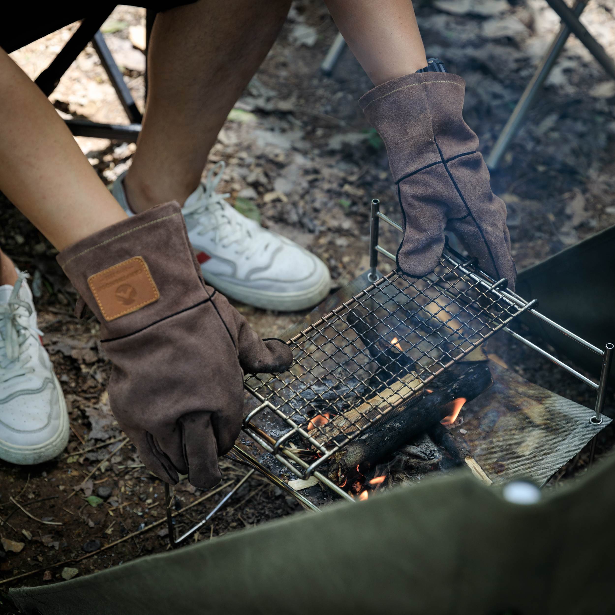 焚き火グローブ 牛革インナー着脱式 Q28