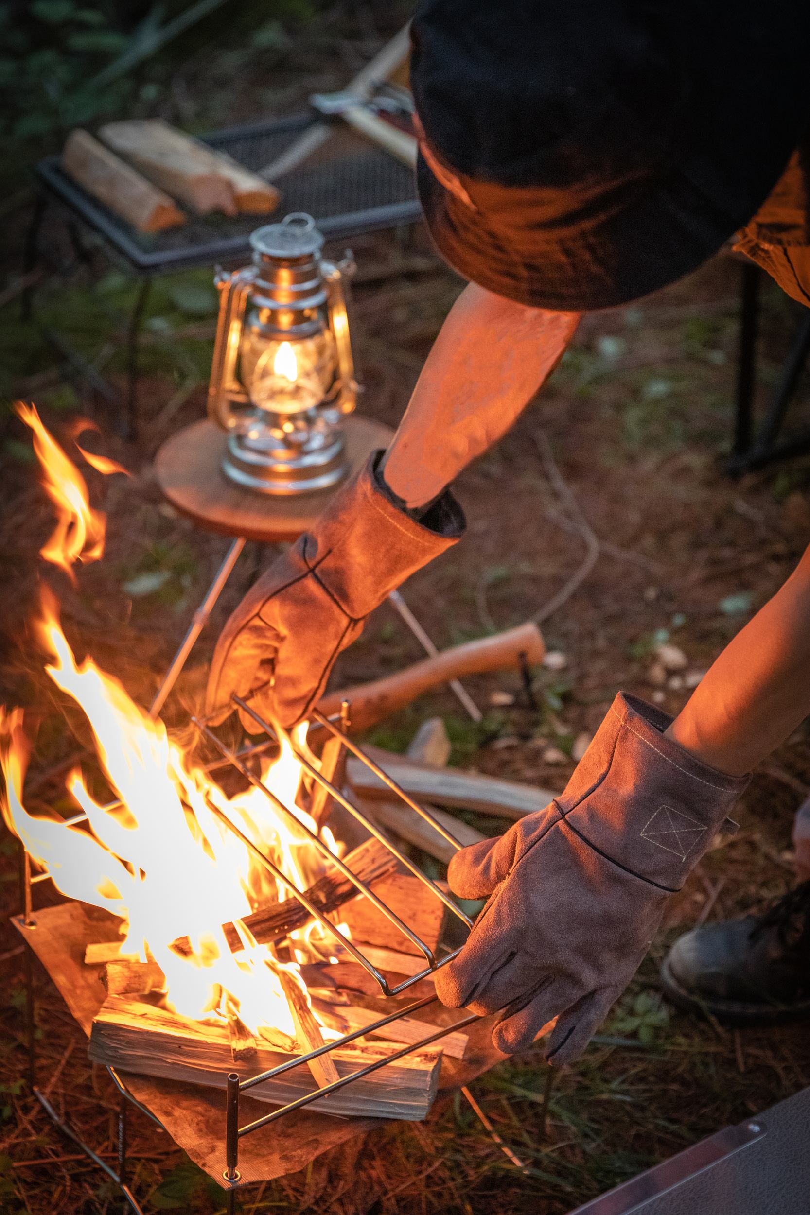 焚き火グローブ 牛革インナー着脱式 Q28