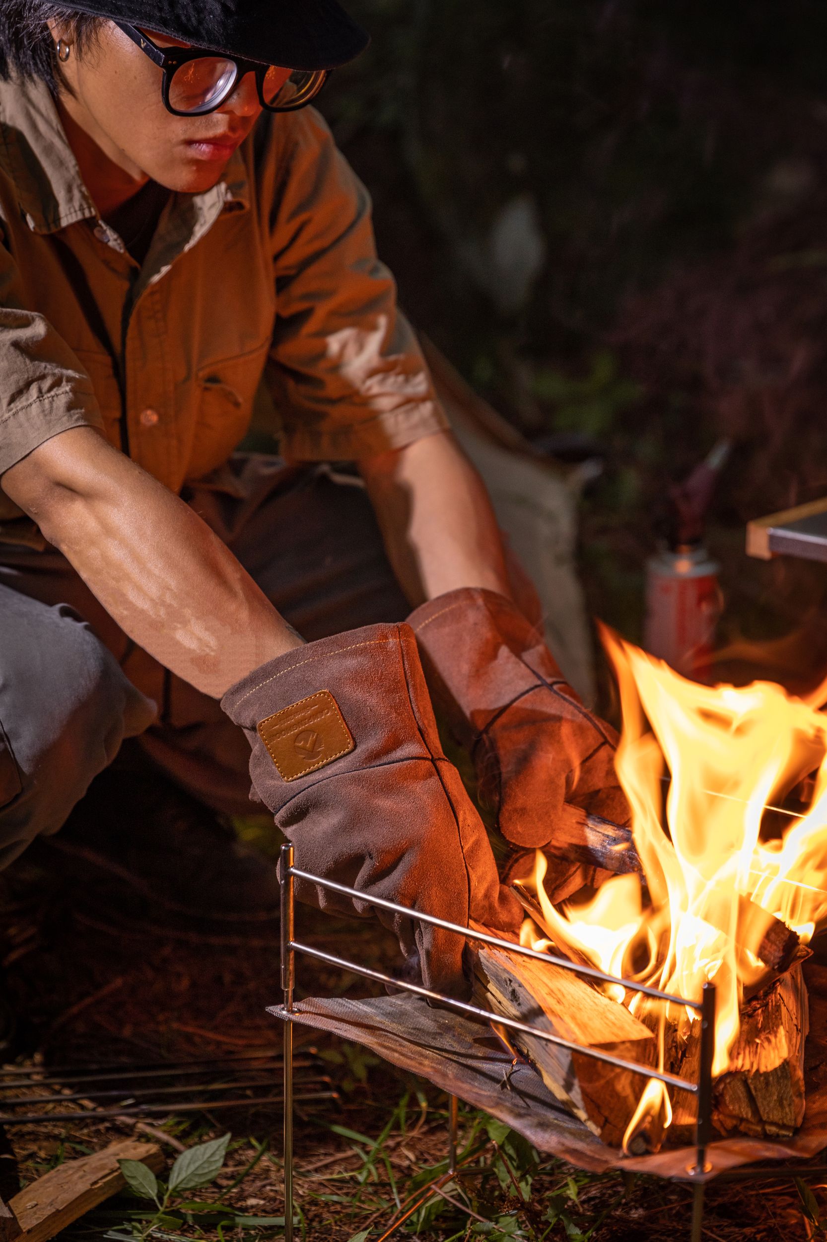 焚き火グローブ 牛革インナー着脱式 Q28