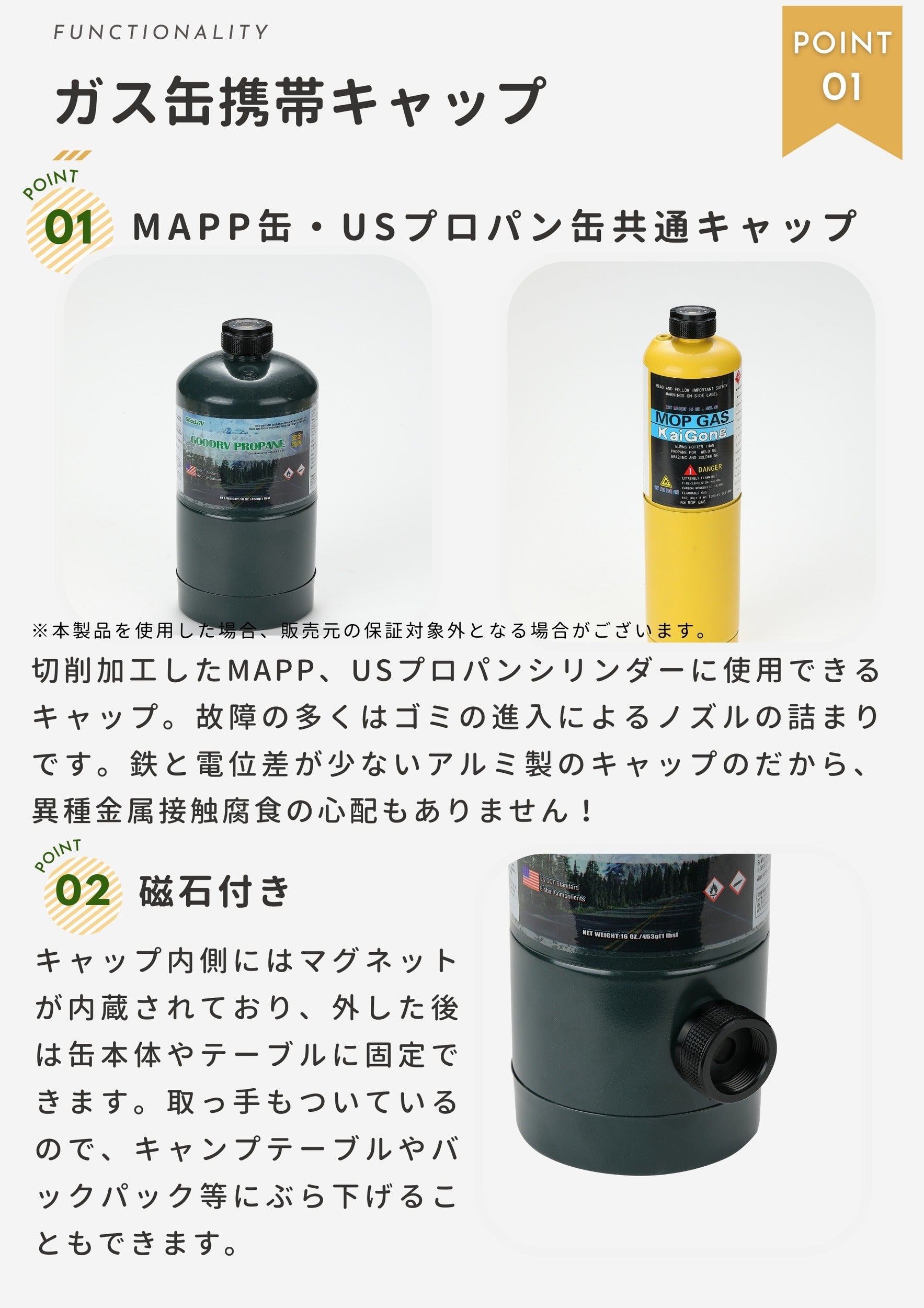ガス缶用キャップ マグネット内蔵 BKM-102