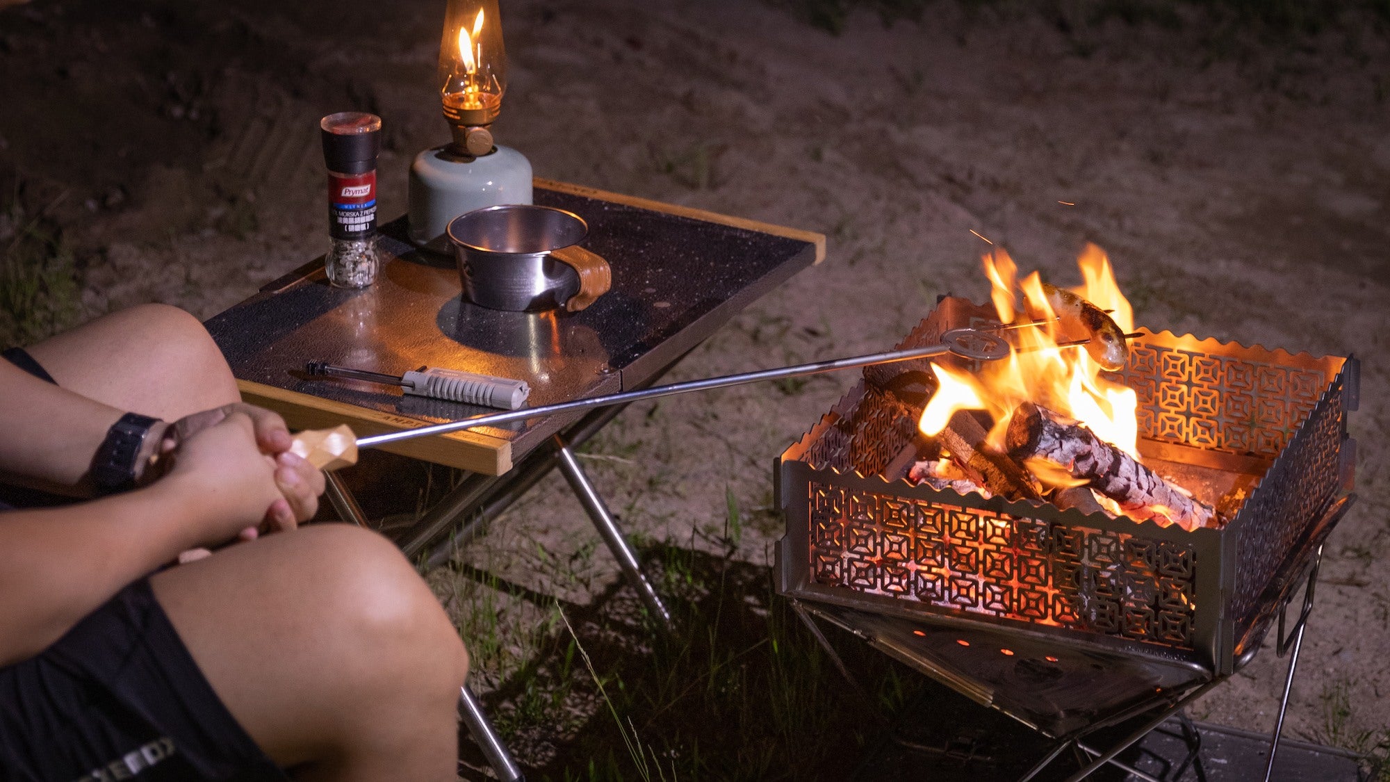 焚き火ロースティングスティック 分割式木製ハンドル MK-4