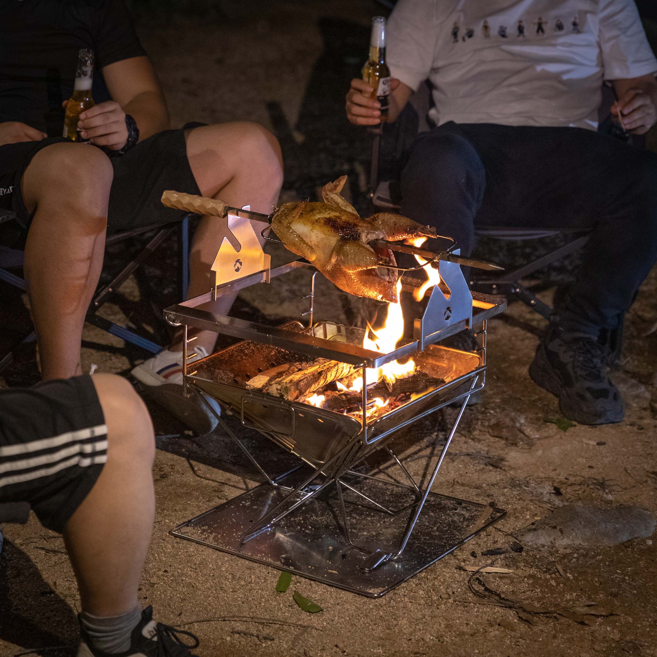 Campingmoon 焚き火ロティサリーキット MK-60 – 高さ2段階調節