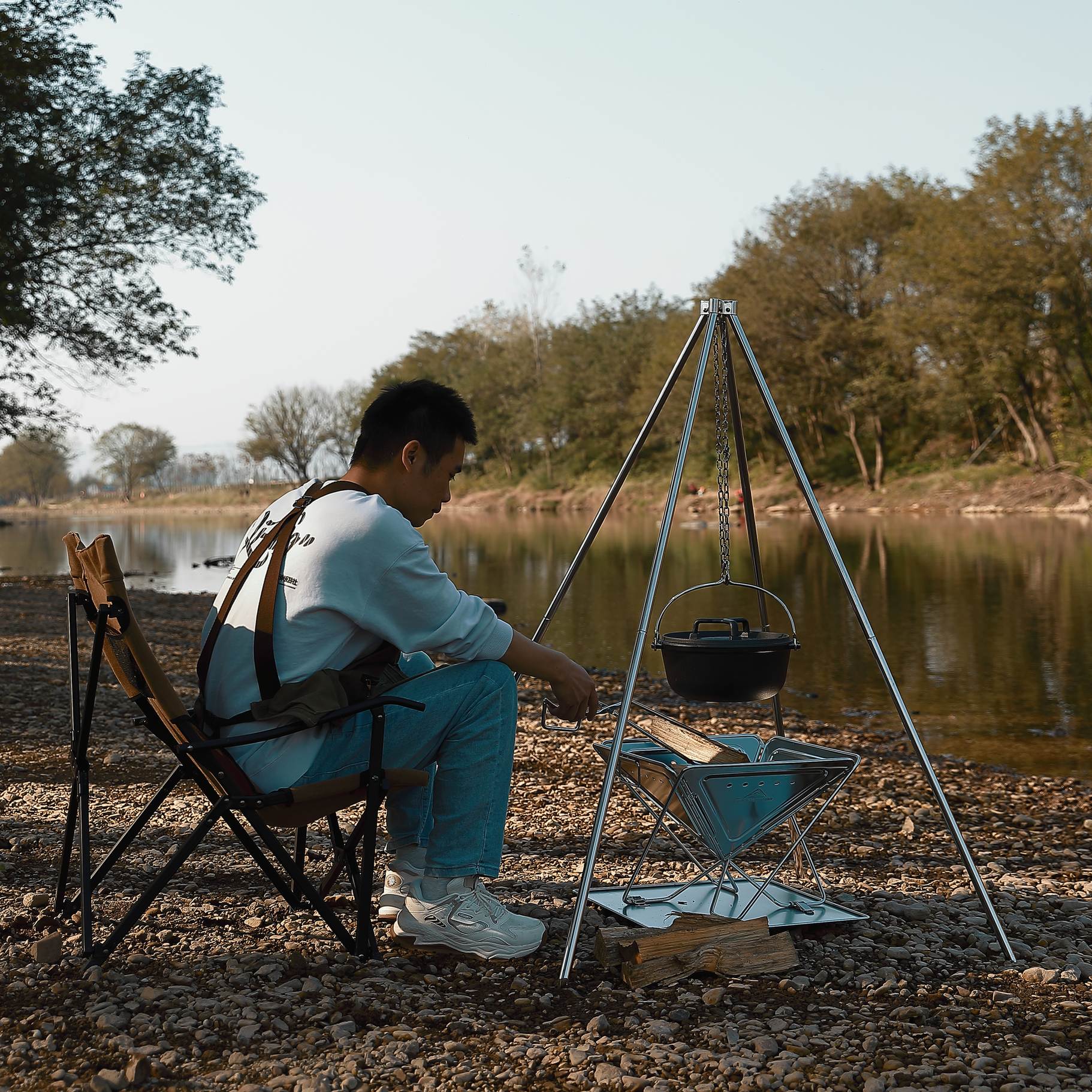 ファイヤープレイスタンド 4脚オールステンレス MT-130