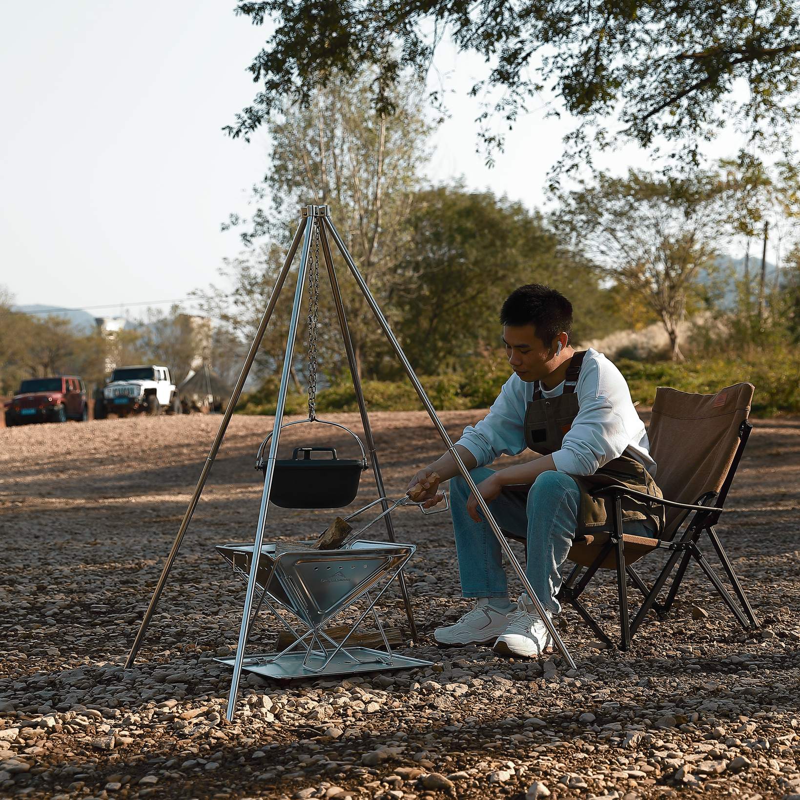 ファイヤープレイスタンド 4脚オールステンレス MT-130