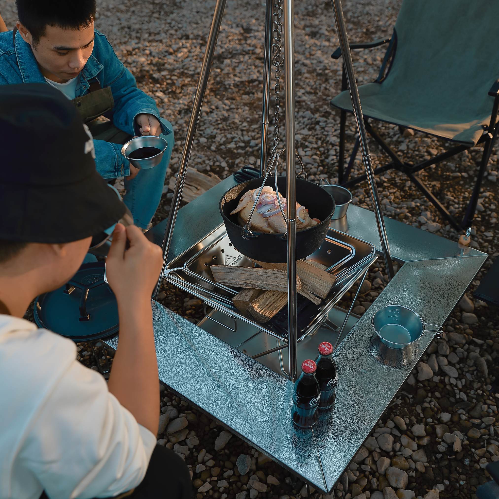 ファイヤープレイスタンド 4脚オールステンレス MT-130