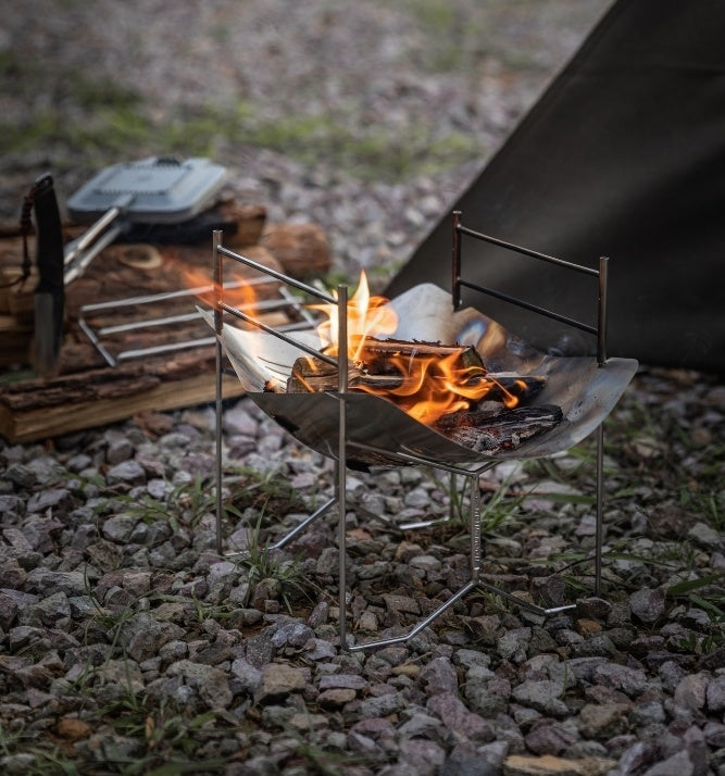 Campingmoon 焚き火グリル SOLO-A4 – 高さ2段階調整 – camping moon